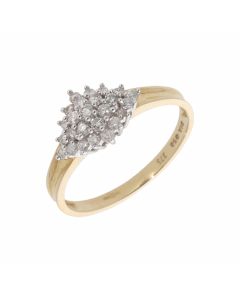 New 9ct Yellow Gold 0.50ct Diamond Cluster Ring