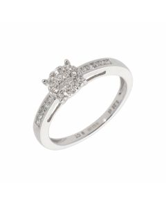 New 9ct White Gold 0.25ct Princess Cut Diamond Cluster Ring