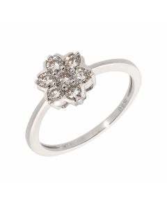 New 9ct White Gold 0.50ct Diamond Daisy Cluster Ring