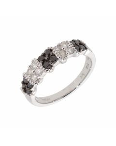 New 9ct White Gold Black & White Diamond Eternity Style Ring