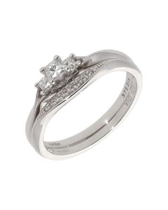 New 9ct Gold Diamond Trilogy & Diamond Wedding Ring Bridal Set