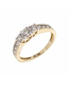 New 9ct White Gold 1.00ct Diamond Trilogy 3 stone Ring