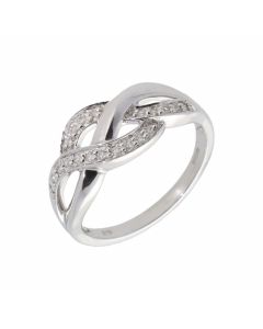 New 9ct White Gold Diamond Set Woven Style Ring