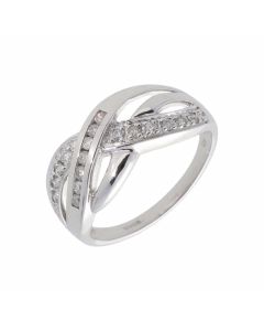 New 9ct White Gold 0.25ct Diamond Wave Dress Ring