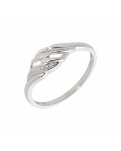 New 9ct White Gold Diamond Wave Design Ring