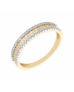 New 9ct Yellow Gold 0.20ct Diamond Filigree Eternity Style Ring
