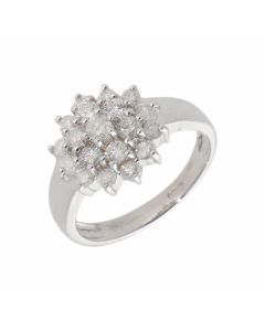 New 9ct White Gold 1.00ct Diamond Cluster Ring