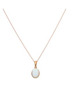 New 9ct Rose Gold Cultured Opal Pendant & Necklace