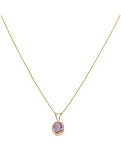 New 9ct Gold Amethyst Pendant & 18 Inch Necklace