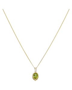 New 9ct Gold Peridot Pendant & 18 Inch Necklace