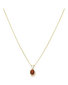 New 9ct Yellow Gold Garnet Pendant & 18 Inch Necklace