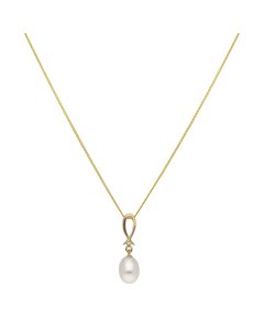 New 9ct Yellow Gold Fresh Water Cutured Pearl 18" Necklace