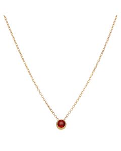 New 9ct Yellow Gold Garnet Slider Pendant & 18" Necklace