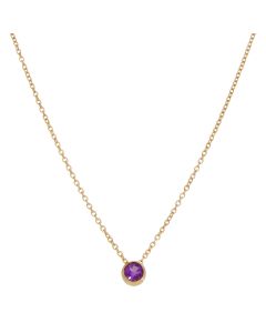 New 9ct Yellow Gold Amethyst Slider Pendant & 18" Necklace