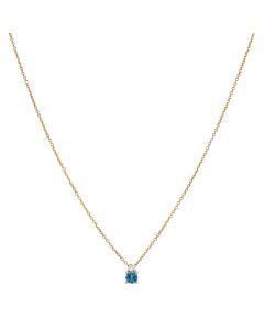 New 9ct Yellow Gold Blue Cubic Zirconia Necklace
