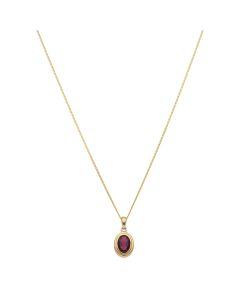 New 9ct Yellow Gold Oval Garnet Pendant & 18" Necklace