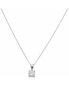 New 18ct White Gold 1.00ct Diamond Solitaire Pendant & Necklace
