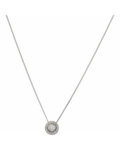 New 9ct White Gold 0.25ct Diamond Cluster Pendant & Necklace