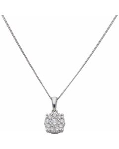 New 9ct White Gold 0.33ct Diamond Pendant & 18" Necklace