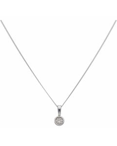 New 9ct White Gold 0.10ct Diamond Pendant & 18" Necklace