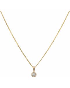 New 9ct Yellow Gold 0.10ct Diamond Pendant & 18" Chain Necklace