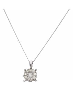 New 9ct white Gold 0.33ct Diamond Pendant & 18" Chain Necklace