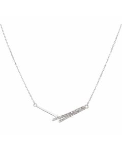 New 9ct White Gold Diamond V Adjustable 16"-17" Necklace