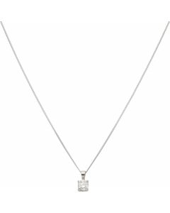 New 9ct White Gold 0.34ct Diamond Pendant & 18" Chain Necklace