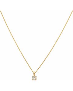 New 9ct Yellow Gold 0.26ct Diamond Pendant & 18" Chain Necklace
