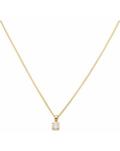 New 9ct Yellow Gold 0.28ct Diamond Pendant & 18" Chain Necklace