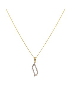 New 9ct Yellow Gold Diamond Set Open Loop & 18" Necklace