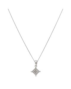 New 9ct White Gold Diamond Pendant & 18"Chain Necklace