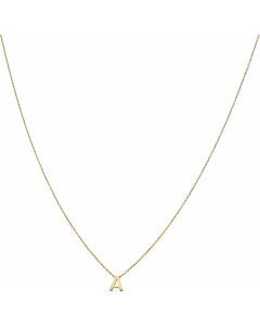 New 9ct Yellow Gold Petite Initial A 17 Inch Chain Necklace