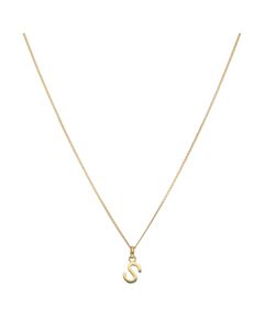 New 9ct Yellow Gold Initial S Pendant & 18" Chain Necklace