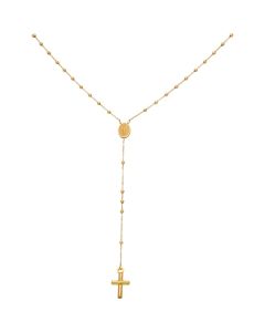 New 9ct Yellow Gold Rosary Beads Necklace Madonna & Cross