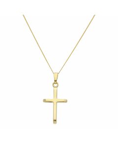 New 9ct Yellow Gold Small Cross & 18" Chain Necklace