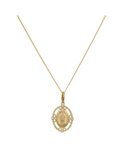 New 9ct Yellow Gold Cubic Zirconia Holly Mary 18" Necklace