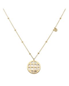New 9ct Yellow Gold Mother Of Pearl Basket & Bobble Necklace