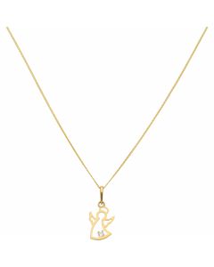 New 9ct Yellow Gold Cubic Zirconia Angel Necklace & 18" Necklace