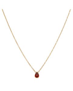 New 9ct Yellow Gold Garnet Pendant & 18" Chain Necklace