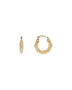 New 9ct Yellow Gold Small Faceted Creole Hoop Earrings