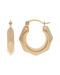 New 9ct Yellow Gold Medium Faceted Creole Hoop Earrings