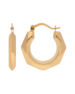 New 9ct Yellow Gold Large Faceted Creole Hoop Earrings