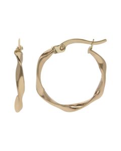 9ct Yellow Gold Gold 15mm Twiated Hoop Creole Earrings
