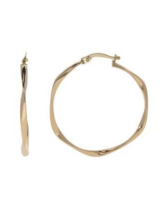 New 9ct Yellow Gold 30mm Twisted Hoop Creole Earrings