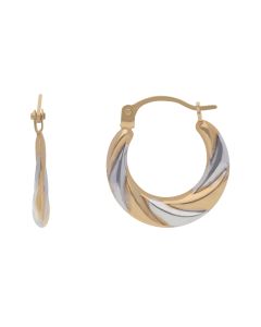 New 9ct 2 Colour Gold Small Polished Hoop Earrings