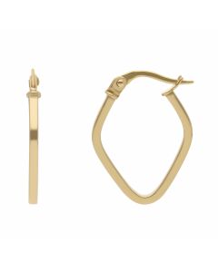 New 9ct Yellow Gold Small Shaped Creole Hoop Earrings