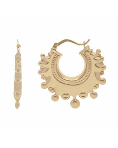 New 9ct Yellow Gold Round Traditional Creole Hoop Earrings