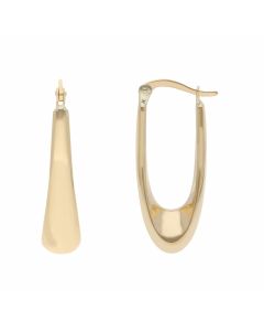 New 9ct Yellow Gold Long Creole Hoop Earrings