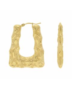 New 9ct Yellow Gold Fancy Handbag Style Creole Hoop Earrings